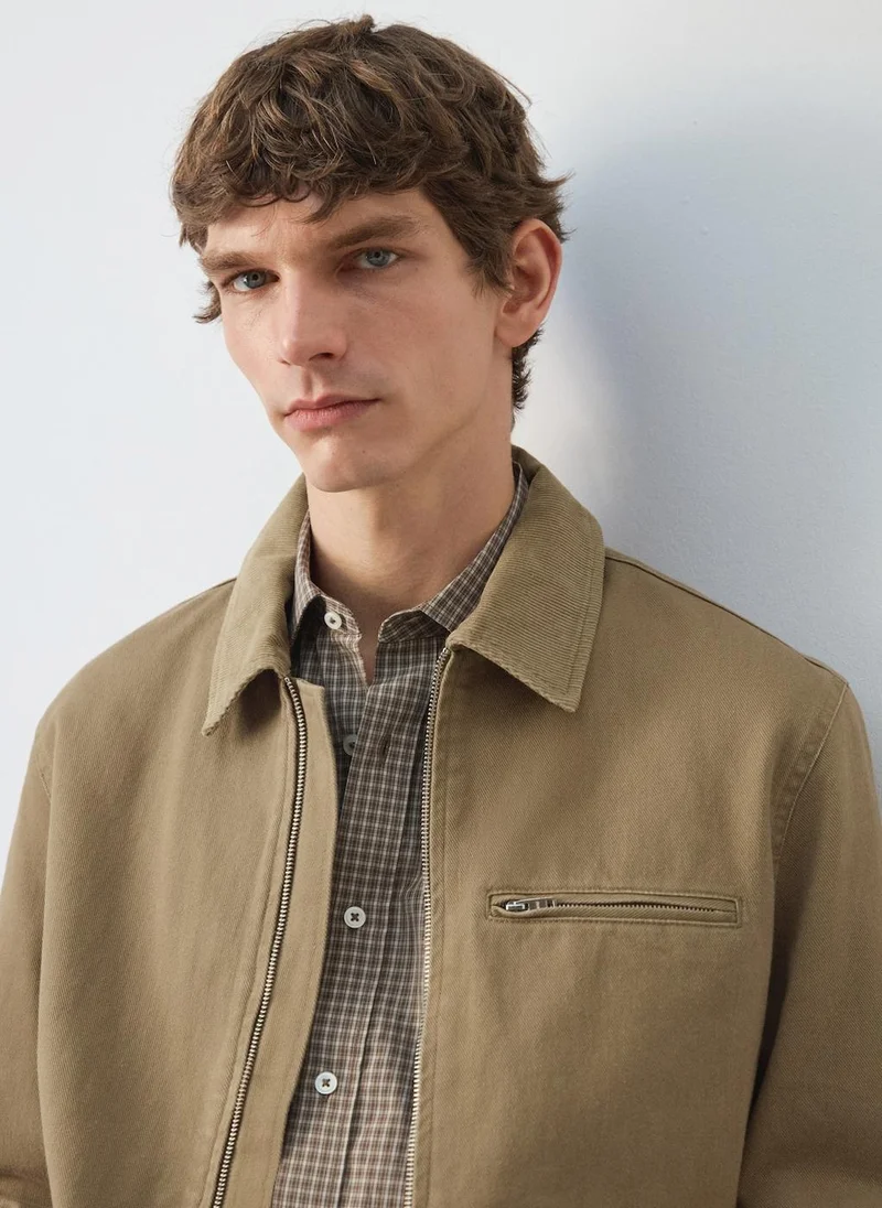 Mango Man  Corduroy collar denim jacket for Men | Best Price UAE
